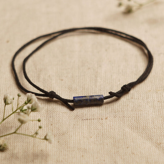 Lapis Lazuli Bar Minimal and Adjustable Anklet